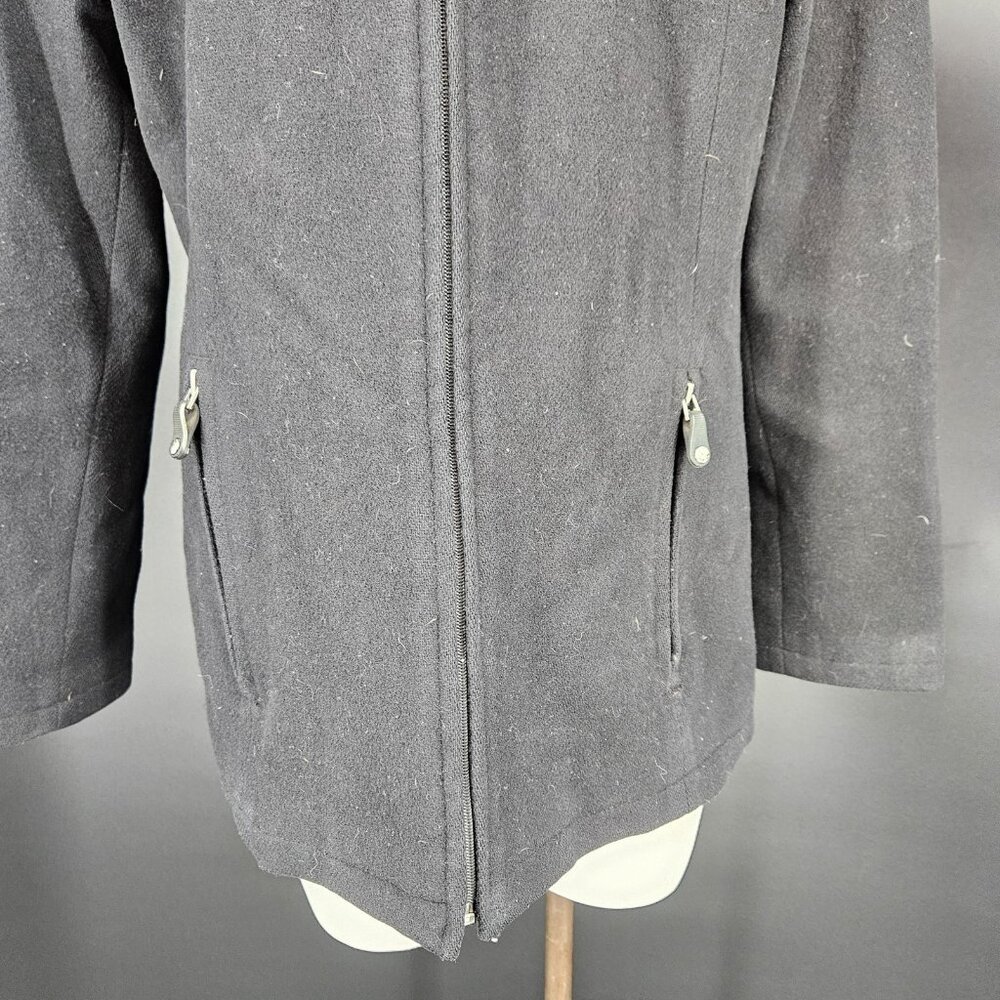 FS Limited Jacket Womens Large Black Wool Hooded Full Zip Lined Pockets Winter - Picture 3 of 16